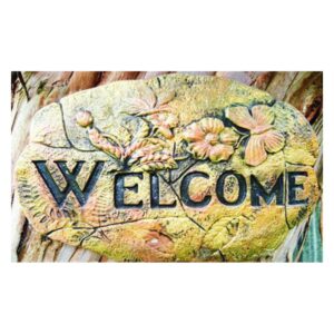 Charming Welcome Printed on the Stone Pattern Non-slip Doormat