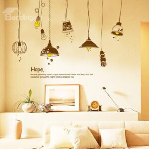 Amazing Beautiful Light Bulbs and Letters Wall Stickers