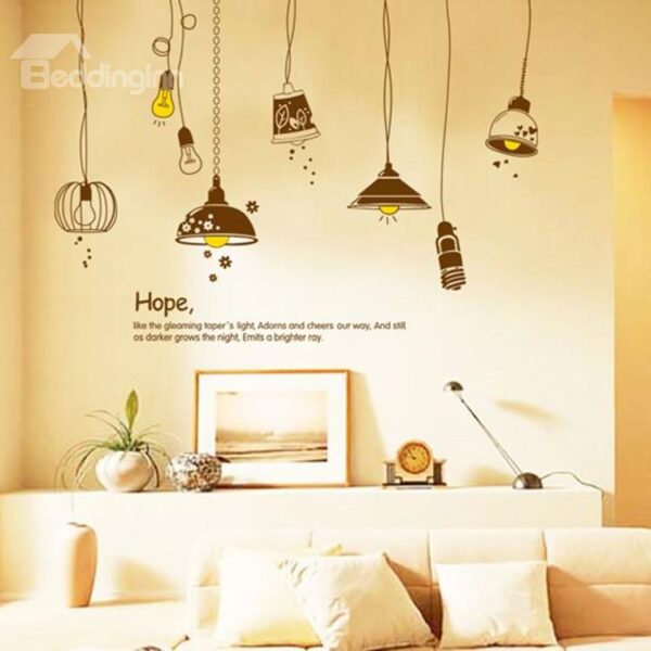 Amazing Beautiful Light Bulbs and Letters Wall Stickers