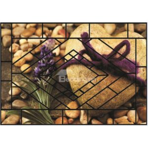 Pretty Heart-shaped Cobblestone Pattern Non-slip Flocking Doormat