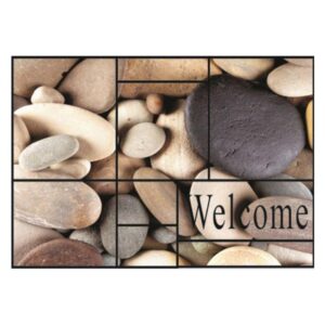 Amazing Welcome and Cobblestones Pattern Non-slip Flocking Doormat