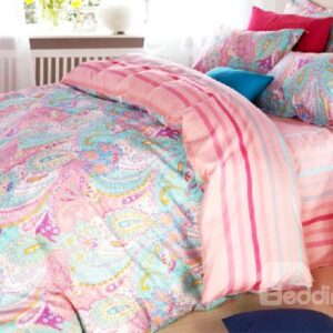 Very Beautiful Paisley Flower Print Cotton Duvet Cover Sets