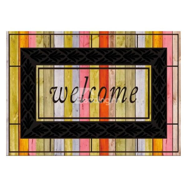 Retro Beautiful Color Welcome Design Non-slip Flocking Doormat