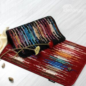 Amazing Pretty Colorful Strips Patterns Suede Indoor Mat