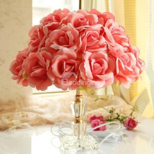 Elegant Pastoral Style Floral Fabric Shade Table Lamp