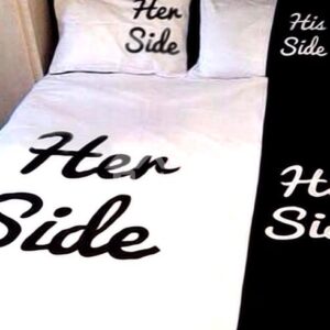 Unique Design His Side and Her Side Trim 4-Piece Cotton Duvet Cover Sets