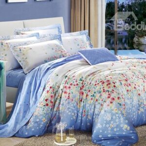 Pretty Little Flower Print 4-Piece Cotton Duvet Cover Sets