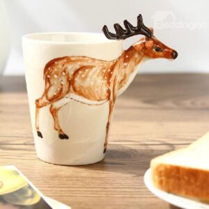 Amazing Creative Sika Deer Design Ceramic Hand Painting Cup