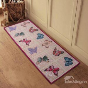 Amazing Butterflies Pattern Anti-slip Kitchen Area Rug With Jacket/Shawl