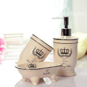 Quality Crown Print Ceramic Bathroom Accessory