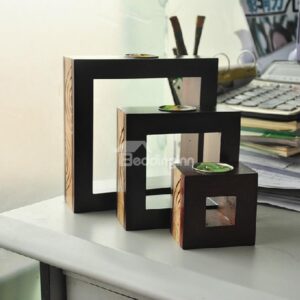 Amazing Creative Delicate Three-piece Wooden Candle Holders