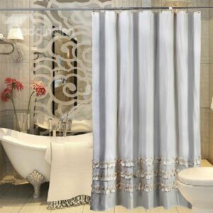Lacey Stripe Pattern Polyester Shower Curtain