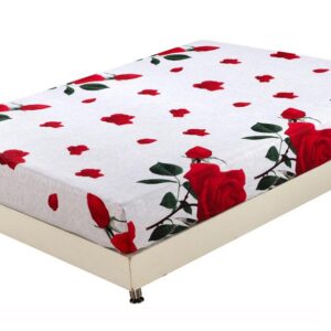 Quality Shiny Romantic Red Roses Print 3D Fitted Sheet