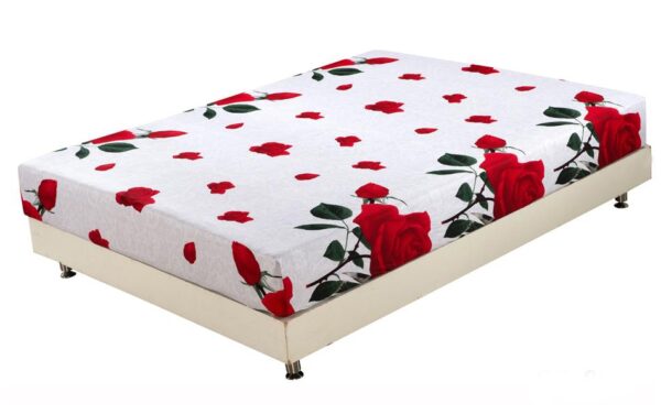 Quality Shiny Romantic Red Roses Print 3D Fitted Sheet