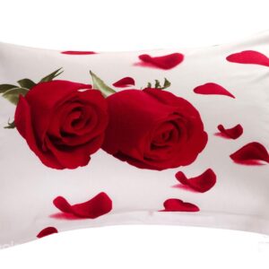 Quality Vivid Roses and Petal Print 3D Two-piece Pillowcases