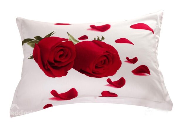 Quality Vivid Roses and Petal Print 3D Two-piece Pillowcases