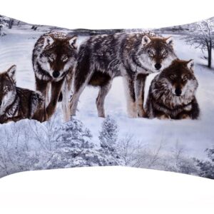 Quality Smart Wolf in Snow Print 3D Two-piece Full Cotton Pillowcases