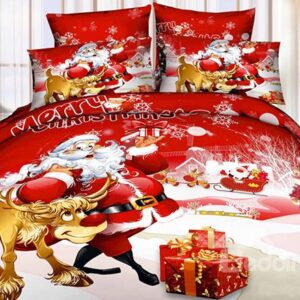 Hot Selling Christmas Gift Santa Claus 3D 4-Piece Bedding Sets