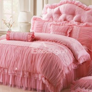 New Arrival Romantic Lace Style 4-Piece Cotton Duvet Cover Sets