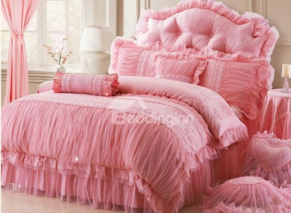 New Arrival Romantic Lace Style 4-Piece Cotton Duvet Cover Sets