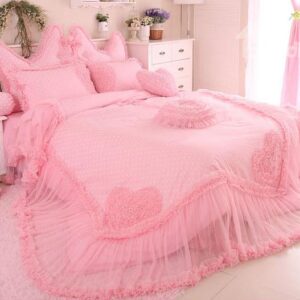 Cinderella Style Lovely Dot And Heart Pattern 4-Piece Cotton Duvet Cover Sets