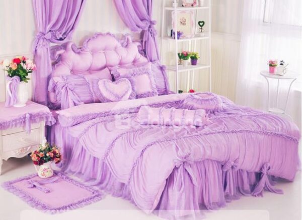 New Arrival Romantic Lace Wave Style 4-Piece Cotton Duvet Cover Sets
