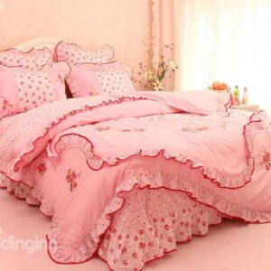 Attractive Cinderella Princess Pink Cotton 4-piece bedding sets