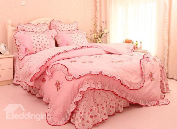 Attractive Cinderella Princess Pink Cotton 4-piece bedding sets