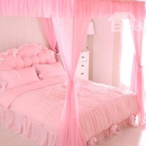 High Quality Elegant Bowknot And Lace Pattern 4-Piece Cotton Duvet Cover Sets