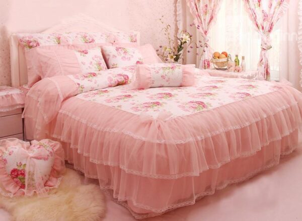 Top Quality Attractive Princess Pink Cotton 4-piece bedding sets