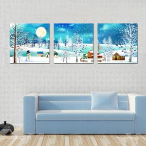 Amazing Village View and Fancy Snow Film Art Wall Prints