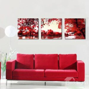 Flourished Maple Beside Lake Film Art Wall Prints