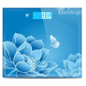 High Quality Blue Blooming Flower Printing Bathroom Weight Scale