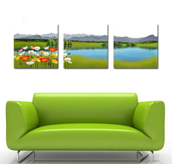 Beautiful Lake and Pretty Flowers Film Art Wall Prints