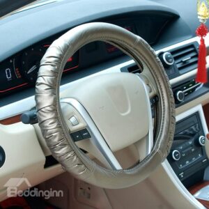 Fashionable Polished Synthetic Leather with Folds Steering Wheel Cover