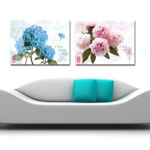Blue and Pink Blooming Flowers Film Art Wall Print