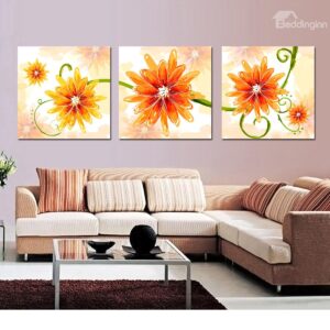 Fancy Orange Flowers Film Art Wall Print