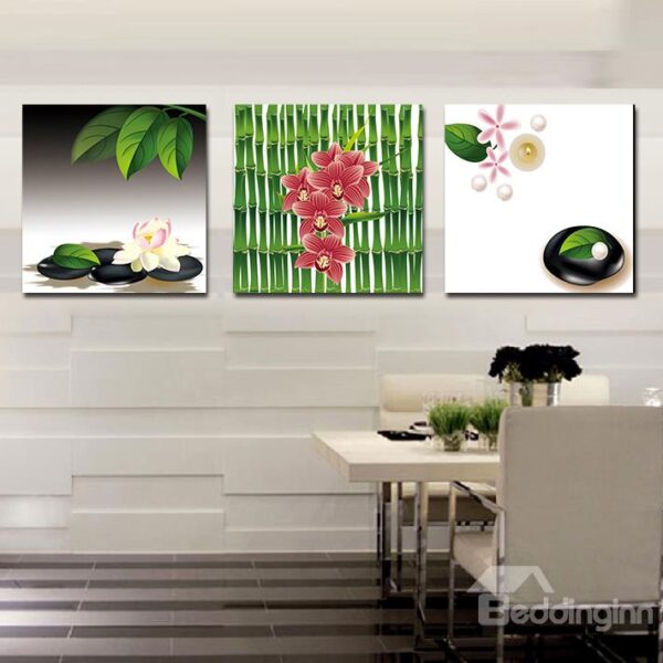 Adorable Flowers and Green Leaves Film Art Wall Print