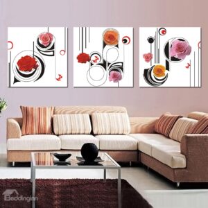 Adorable Flowers and Geometric Figure Film Art Wall Print