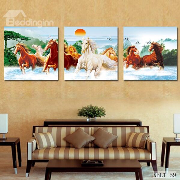 Prancing Horses and Fancy Sunrise Film Art Wall Print