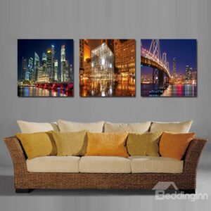 Great Night Scene of Modern City Film Art Wall Print