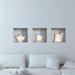 New Arrival Amazing 3D Tea Set Wall Stickers