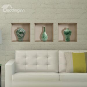 New Arrival Stunning 3D Flower Vase Ornament Wall Stickers