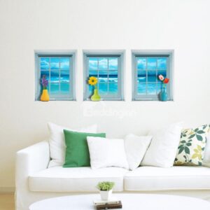 Stunning Window and Flower Vase Pattern Wall Stickers