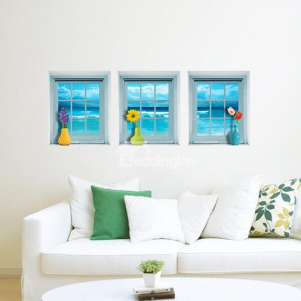 Stunning Window and Flower Vase Pattern Wall Stickers