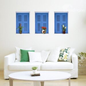 Beautiful Window and Flower Vase Pattern Wall Stickers