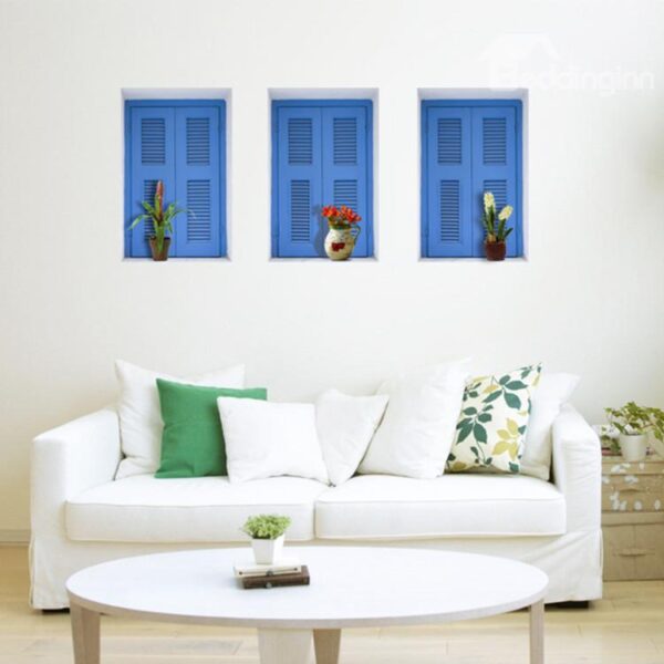 Beautiful Window and Flower Vase Pattern Wall Stickers