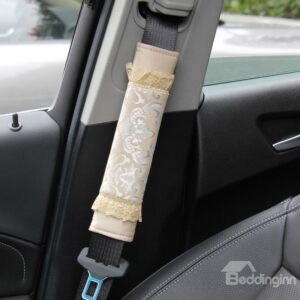 High Quality Classic Beige with Lace Car Seat Belt Cover