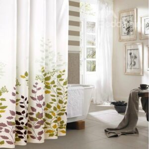New Arrival Graceful Elegant Leaves Printing Shower Curtain