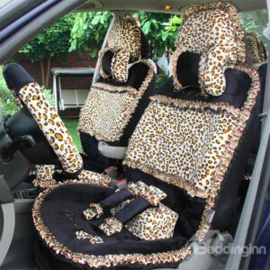 Fashionable Short Plush Leopard Car Seat Cover
